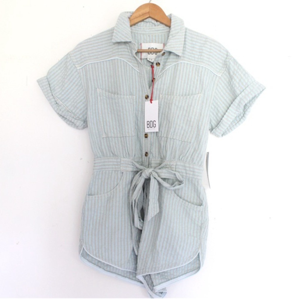 BDG Devon Linen Blend Tie-Waist Romper